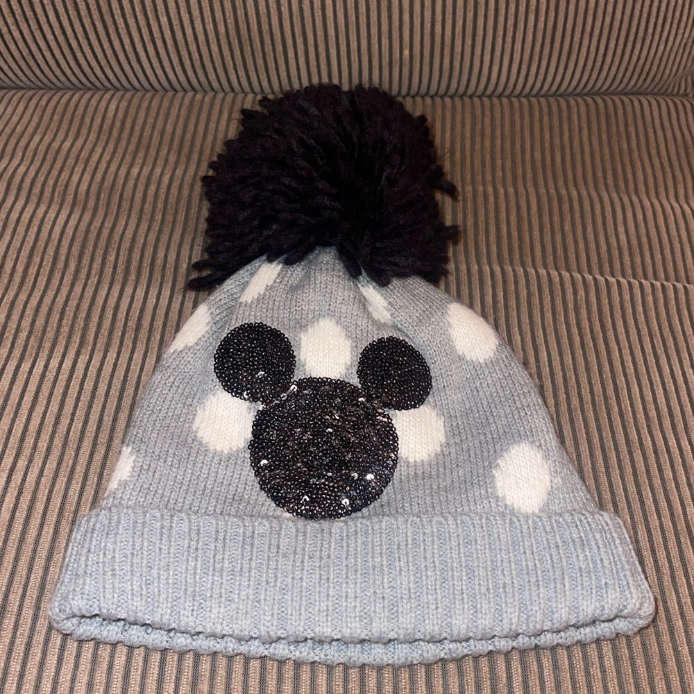 GAP / Disney Gray Knit Hat with Black Pom Pom